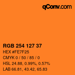 Color code: RGB 254 127 37 | qconv.com