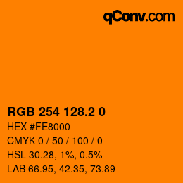 カラーコード: RGB 254 128.2 0 | qconv.com