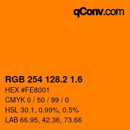 カラーコード: RGB 254 128.2 1.6 | qconv.com