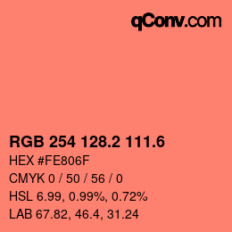カラーコード: RGB 254 128.2 111.6 | qconv.com