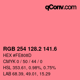 カラーコード: RGB 254 128.2 141.6 | qconv.com