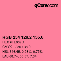 カラーコード: RGB 254 128.2 156.6 | qconv.com