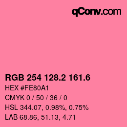 カラーコード: RGB 254 128.2 161.6 | qconv.com