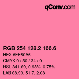 カラーコード: RGB 254 128.2 166.6 | qconv.com