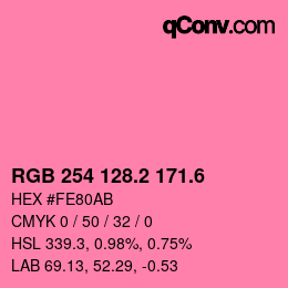 カラーコード: RGB 254 128.2 171.6 | qconv.com