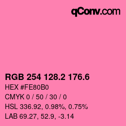 カラーコード: RGB 254 128.2 176.6 | qconv.com