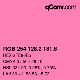 カラーコード: RGB 254 128.2 181.6 | qconv.com