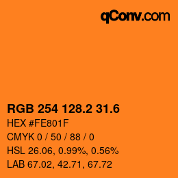 カラーコード: RGB 254 128.2 31.6 | qconv.com