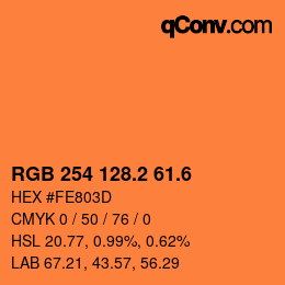 カラーコード: RGB 254 128.2 61.6 | qconv.com