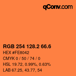 カラーコード: RGB 254 128.2 66.6 | qconv.com