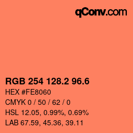 カラーコード: RGB 254 128.2 96.6 | qconv.com