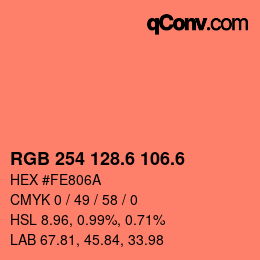 カラーコード: RGB 254 128.6 106.6 | qconv.com