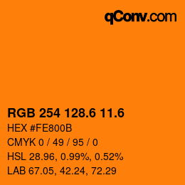 カラーコード: RGB 254 128.6 11.6 | qconv.com