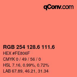 カラーコード: RGB 254 128.6 111.6 | qconv.com