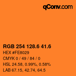 カラーコード: RGB 254 128.6 41.6 | qconv.com