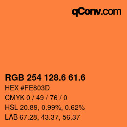 カラーコード: RGB 254 128.6 61.6 | qconv.com