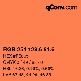 カラーコード: RGB 254 128.6 81.6 | qconv.com
