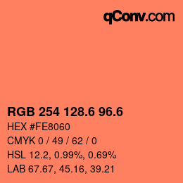 カラーコード: RGB 254 128.6 96.6 | qconv.com