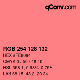 カラーコード: RGB 254 128 132 | qconv.com