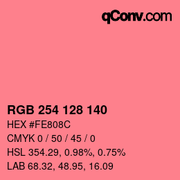 Color code: RGB 254 128 140 | qconv.com