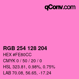 Color code: RGB 254 128 204 | qconv.com