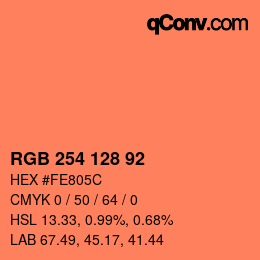 Color code: RGB 254 128 92 | qconv.com
