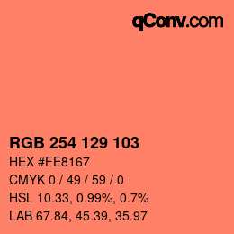 カラーコード: RGB 254 129 103 | qconv.com