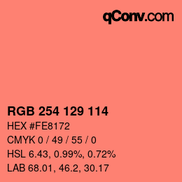 Color code: RGB 254 129 114 | qconv.com
