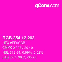 Color code: RGB 254 12 203 | qconv.com