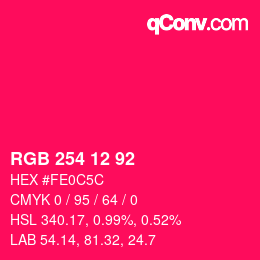 Color code: RGB 254 12 92 | qconv.com