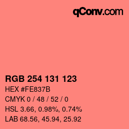 Color code: RGB 254 131 123 | qconv.com