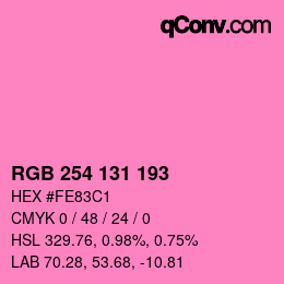 Color code: RGB 254 131 193 | qconv.com