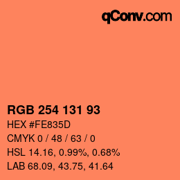 颜色代码: RGB 254 131 93 | qconv.com