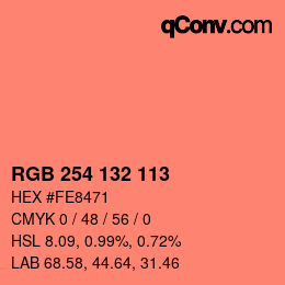 Color code: RGB 254 132 113 | qconv.com