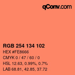 Color code: RGB 254 134 102 | qconv.com