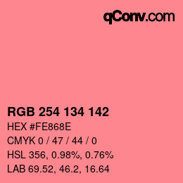 Color code: RGB 254 134 142 | qconv.com