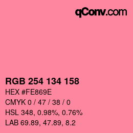 Color code: RGB 254 134 158 | qconv.com