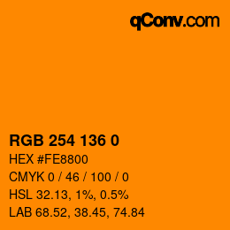 Farbcode: RGB 254 136 0 | qconv.com