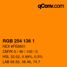 Color code: RGB 254 136 1 | qconv.com