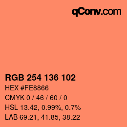 Color code: RGB 254 136 102 | qconv.com