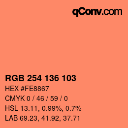 カラーコード: RGB 254 136 103 | qconv.com