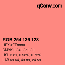 Color code: RGB 254 136 128 | qconv.com