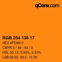 カラーコード: RGB 254 136 17 | qconv.com