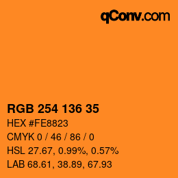 Color code: RGB 254 136 35 | qconv.com