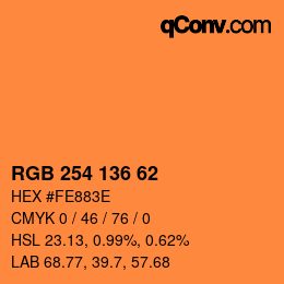 Color code: RGB 254 136 62 | qconv.com