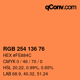 Color code: RGB 254 136 76 | qconv.com