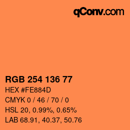 Color code: RGB 254 136 77 | qconv.com