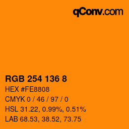 カラーコード: RGB 254 136 8 | qconv.com