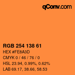 Color code: RGB 254 138 61 | qconv.com