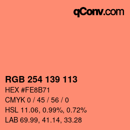 Color code: RGB 254 139 113 | qconv.com